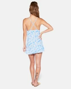Daisy Me Tie Front Mini Dress -HURLEY Sales hc0196 bluebell 2