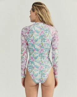 LSF X Hurley - Max Hawaiian Hibiscus Long Sleeve Bodysuit -HURLEY Sales hlsfo002 floral mix 2