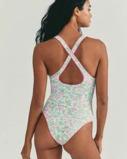 LSF X Hurley - Sunny Meadow Reversible High Leg Cheeky One Piece -HURLEY Sales hlsfo011 misty lilac floral 3