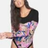 Palm Paradise Long Slv Bodysuit -HURLEY Sales ho1001 black 1