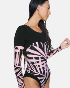 Max Mystic Leaves Long Sleeve Bodysuit -HURLEY Sales ho1046 wisteria leaves 4