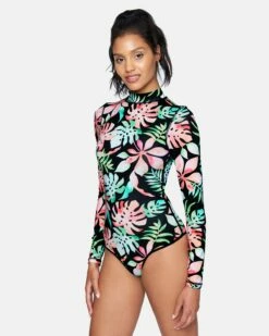 Tropix Long Sleeve Retro Surf Suit -HURLEY Sales ho1073 tropix black 3