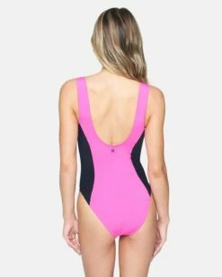 Malibu Zip Front Moderate One Piece -HURLEY Sales ho1077 hot watermelon 3