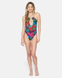 Nebula Cheeky One Piece -HURLEY Sales ho1082 nebula red multi 4