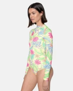 Bloom Wash Zip Back Cheeky Surfsuit -HURLEY Sales ho1118 natural print 3