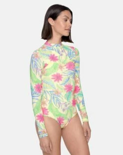 Bloom Wash Zip Back Cheeky Surfsuit -HURLEY Sales ho1118 natural print 4