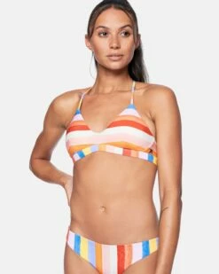 Retro Stripe Adjustable Bikini Top