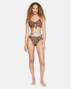 Animix Reversible Tie Front Halter Bikini Top 10 Animix Reversible Tie Front Halter Bikini Top -HURLEY Sales ht1138 animix latte 4