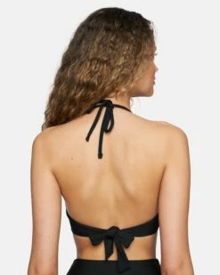 Baby Rib Dancer Wrap Bikini Top -HURLEY Sales ht1146 black mist 3