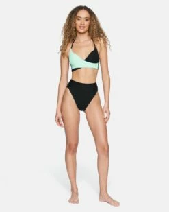 Baby Rib Dancer Wrap Bikini Top -HURLEY Sales ht1146 black mist 4