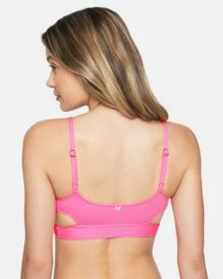 Texture Beach Bralette Bikini Top -HURLEY Sales ht1155 pink guava 3