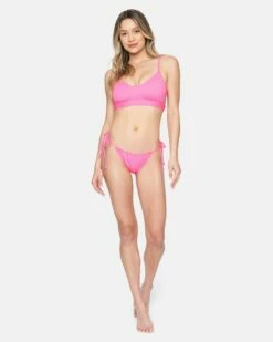 Texture Beach Bralette Bikini Top -HURLEY Sales ht1155 pink guava 4