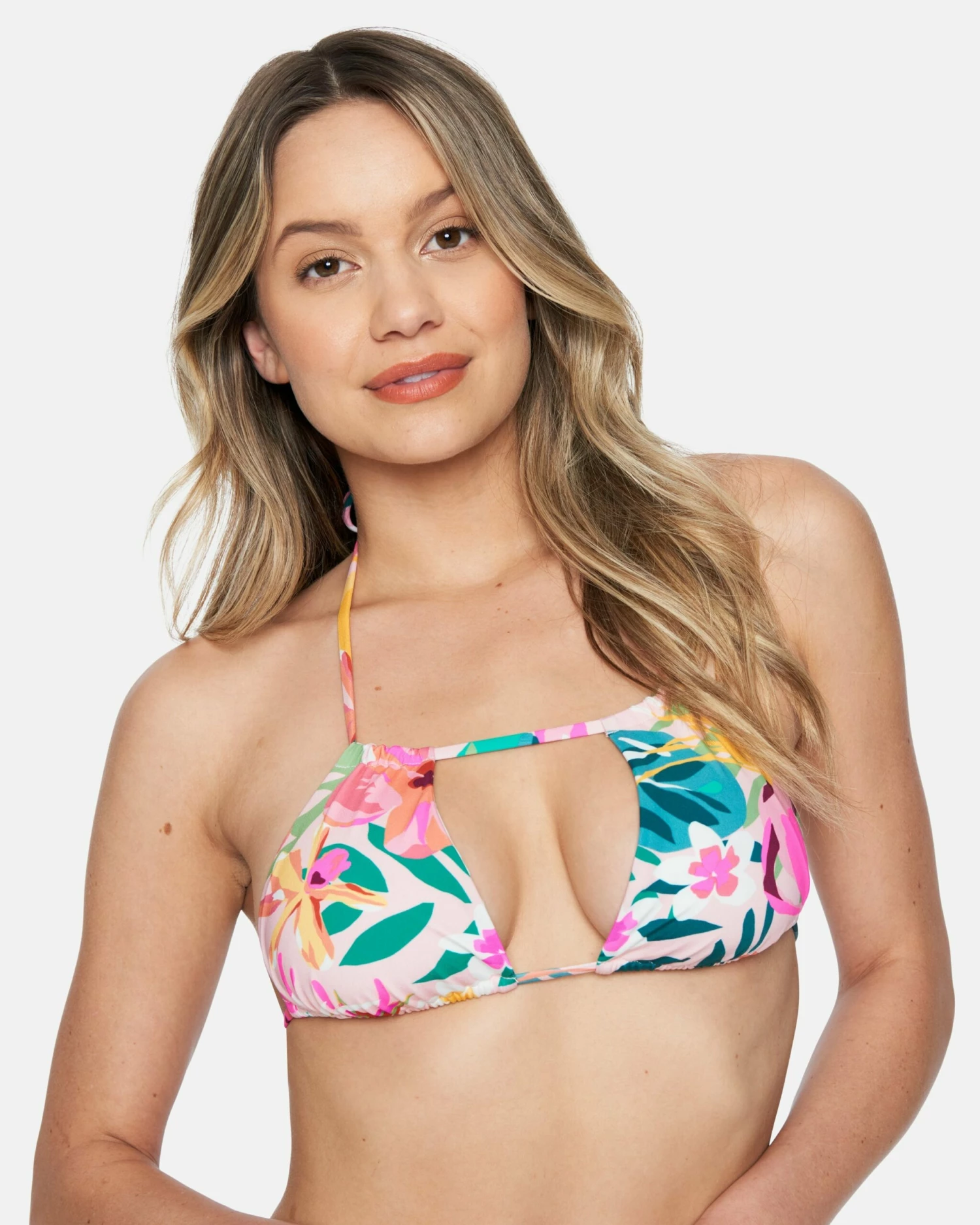 Floral Pop Rouched Tri Bikini Top 3 Floral Pop Rouched Tri Bikini Top