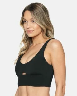 Hurley X Moore Aloha Max Solid Long Line Bikini Top -HURLEY Sales ht1168 black 2