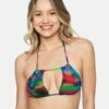 Nebula Rouched Tri Bikini Top 1 Nebula Rouched Tri Bikini Top -HURLEY Sales ht1172 nebula red multi 1