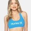 One And Only Solid Reversible Scoop Bikini Top -HURLEY Sales ht1194 skyline blue jungle jade 1