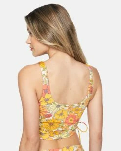 Hurley X Moore Aloha Max Bloomin Groove Crop Tank -HURLEY Sales ht1195 sweet tangerine multi 3