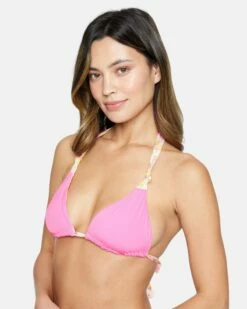 Beach Bloom Reversible Soft Tie Tri Top 10 Beach Bloom Reversible Soft Tie Tri Top -HURLEY Sales ht1261 rosebud pink punch 4
