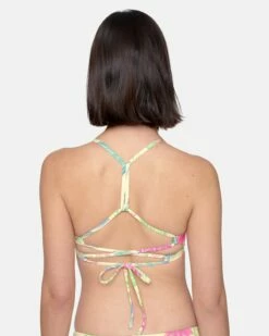 Bloom Wash Adjustable Bikini Top -HURLEY Sales ht1284 natural print 3