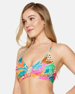Bahia Adjustable Bikini Top -HURLEY Sales ht1294 electric pink 2