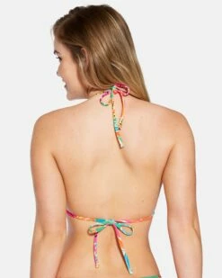 Bahia Reversible High Neck Top -HURLEY Sales ht1295 electric pink 3