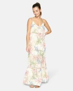 SUMMER PALM RUFFLE MAXI DRESS