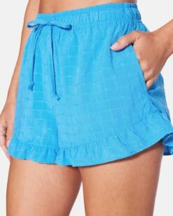Window Pane Ruffle Short 12 Window Pane Ruffle Short -HURLEY Sales hu011sh3 blue 5