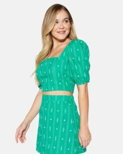 DIAMOND JACQUARD CROP TOP 9 DIAMOND JACQUARD CROP TOP -HURLEY Sales hu021w3 vibrant mint 3