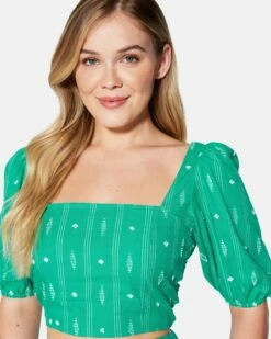 DIAMOND JACQUARD CROP TOP 10 DIAMOND JACQUARD CROP TOP -HURLEY Sales hu021w3 vibrant mint 4