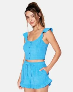 Window Pane Crop Top 9 Window Pane Crop Top -HURLEY Sales hu027w3 blue 3