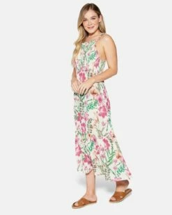 BOTANIC WONDER MIDI DRESS 9 BOTANIC WONDER MIDI DRESS -HURLEY Sales hu032d3 cream 3