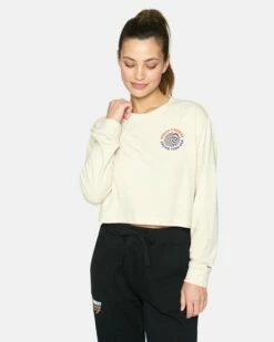 Nascar Team USA Crop Long Sleeve Tee -HURLEY Sales hu037k3 vintage white 1