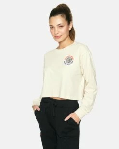 Nascar Team USA Crop Long Sleeve Tee -HURLEY Sales hu037k3 vintage white 3