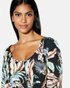 Wispy Leaves Scoop Mini Dress -HURLEY Sales hu053d3 black 4