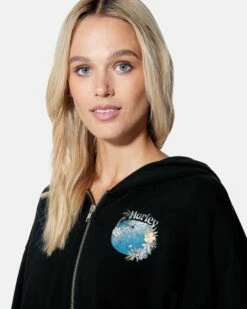 Protect The Sea Crop Zip Up Hoodie -HURLEY Sales hu056f3 black 5